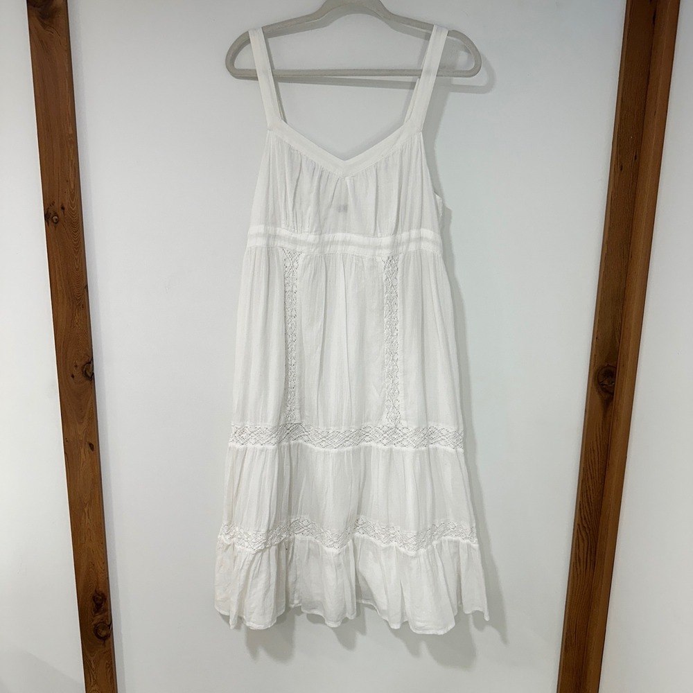 Sonoma Life + Style Crochet Lace Tiered Midi Dress Women Large White | Boho